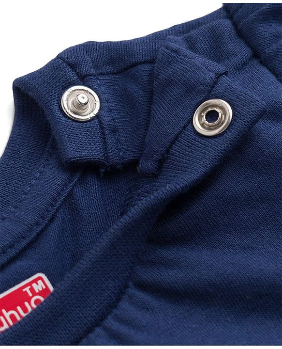Babyhug 100% Cotton Knit Half Sleeves T-Shirt & Capri Night Suit with Dessert Print - Navy