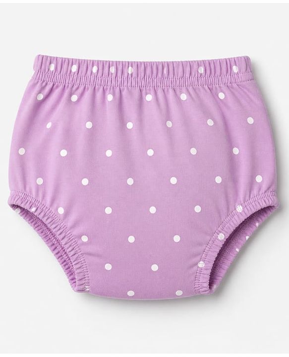 Babyhug 100% Cotton Single Jersey Knit Short Sleeves Frock and Bloomer with Polka Dot & Duck Print - Lavender