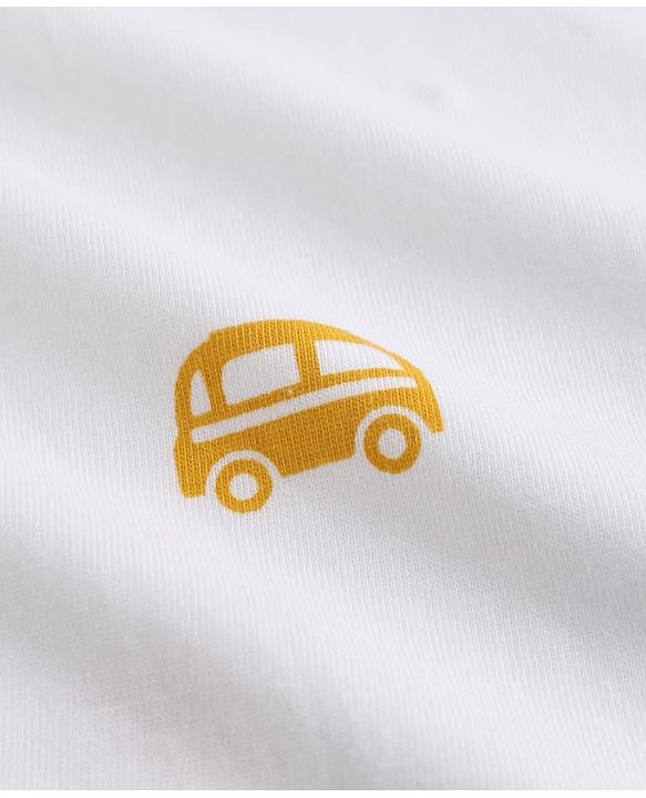 Babyhug 100% Cotton Slub Jersey Knit Half Sleeves Vehicle Printed Tee With Tree Embroidered Dungaree - Green & White