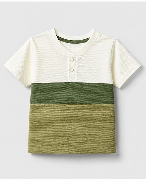 Babyhug Single Jersey Waffle Knit Half Sleeves T-Shirt and Shorts Set - White