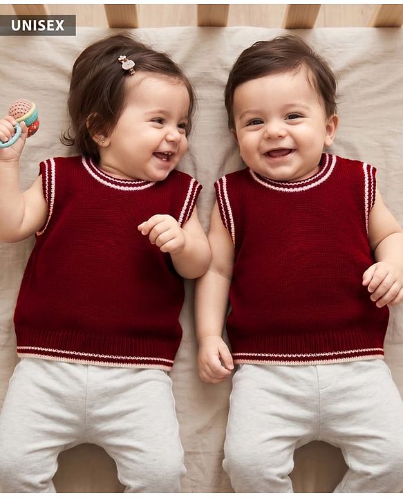 Babyhug Knit Sleeveless Solid Color Pullover Sweater Vest - Maroon