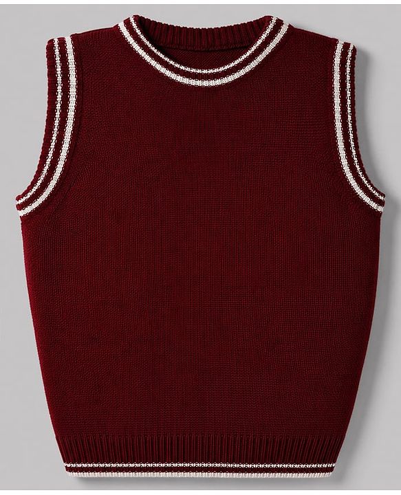 Babyhug Knit Sleeveless Solid Color Pullover Sweater Vest - Maroon