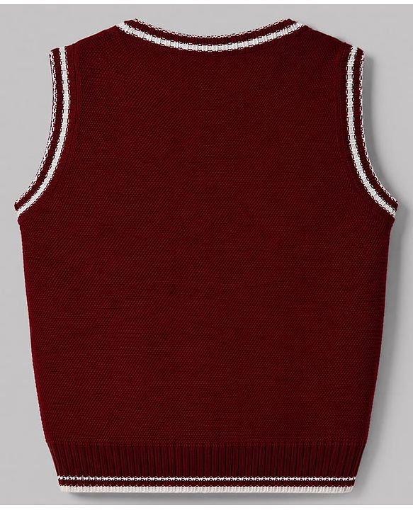 Babyhug Knit Sleeveless Solid Color Pullover Sweater Vest - Maroon