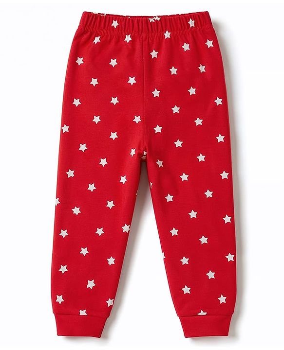 Babyhug 100% Cotton Knit Full Sleeves Bear Printed T-Shirt & Pyjama Night Suit - Red