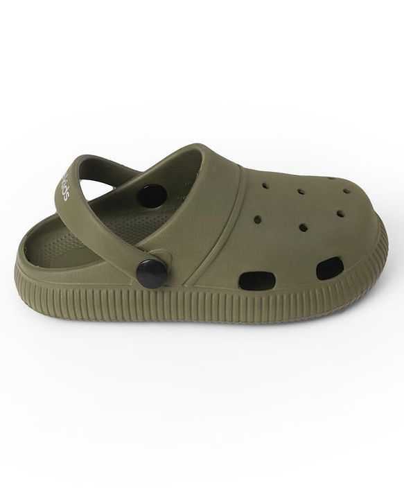 Pine Kids Back Strap Closure Solid Clogs - Olive Green