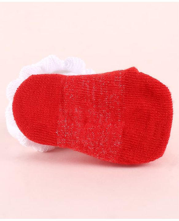 Cute Walk by Babyhug Fabric Socks Shoes With Large Bow Applique - Red