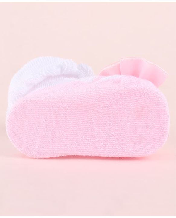 Cute Walk by Babyhug Fabric Socks Shoes With Large Bow Applique - Pink