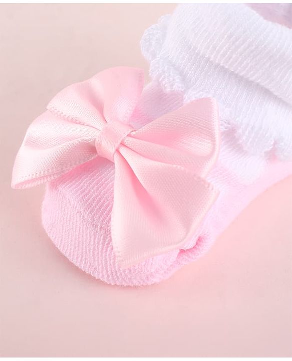 Cute Walk by Babyhug Fabric Socks Shoes With Large Bow Applique - Pink