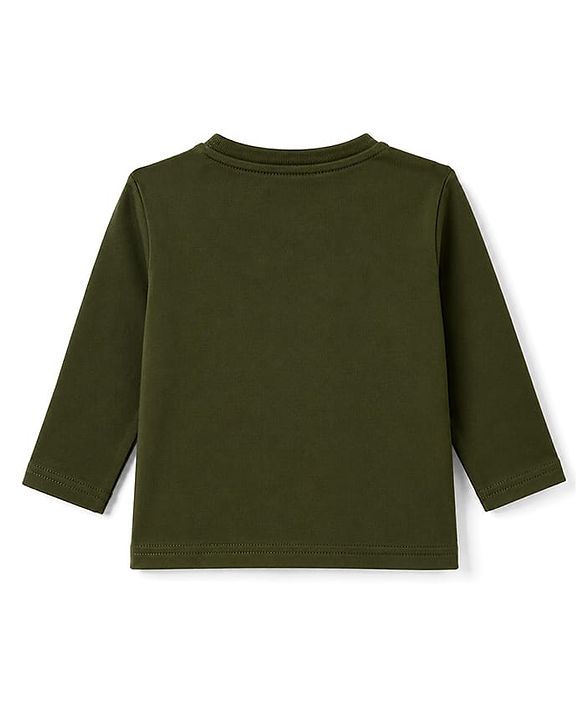 Babyhug 100% Cotton Knit Full sleeves T-Shirts & Pyjama Night Suit With Champion & Star Print - Dark Green