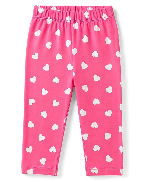 Babyhug 100% Cotton Knit Full Sleeves T-Shirt & Pyjama Night Suit With Cupcake & Heart Print - Pink