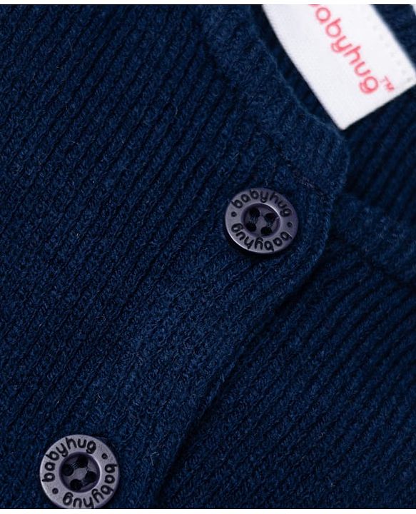 Babyhug Knit Sleeveless Front Open Sweaters - Navy Blue