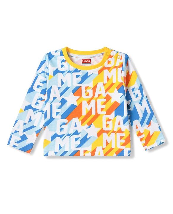 Babyhug 100% Cotton Knit Full Sleeves T-Shirt & Pyjama Co-Ord Night Suit With Text Print - Multicolor