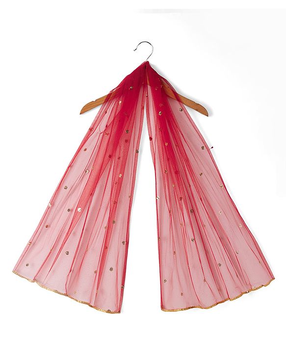 Babyhug Premium 100% Cotton Woven 3/4th Bell Sleeves Lehenga Choli and Dupatta Set With Floral Foil Print in Red