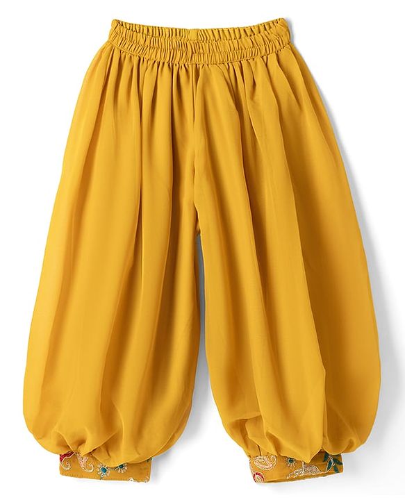 Babyhug Georgette Woven Sleeveless Kurta & Salwar Set With Dupatta - Mustard