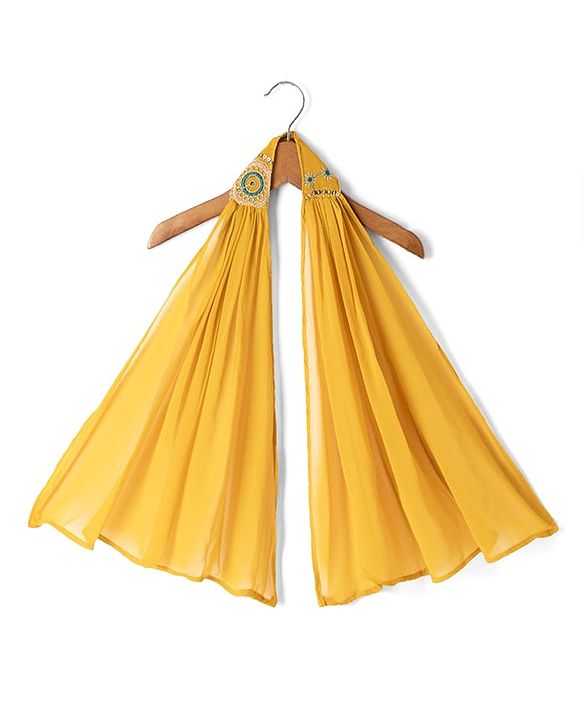 Babyhug Georgette Woven Sleeveless Kurta & Salwar Set With Dupatta - Mustard