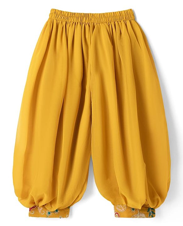 Babyhug Georgette Woven Sleeveless Kurta & Salwar Set With Dupatta - Mustard