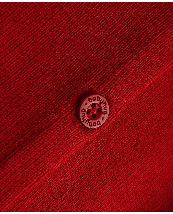 Babyhug Knit Sleeveless Front Open Sweater - Red