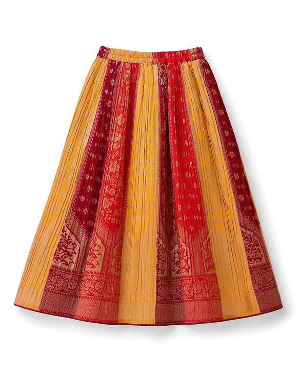 Babyhug Brocade Woven Sleeveless Lehenga Choli & Dupatta Set With Embellishment - Yellow