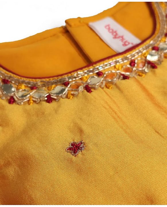 Babyhug Brocade Woven Sleeveless Lehenga Choli & Dupatta Set With Embellishment - Yellow