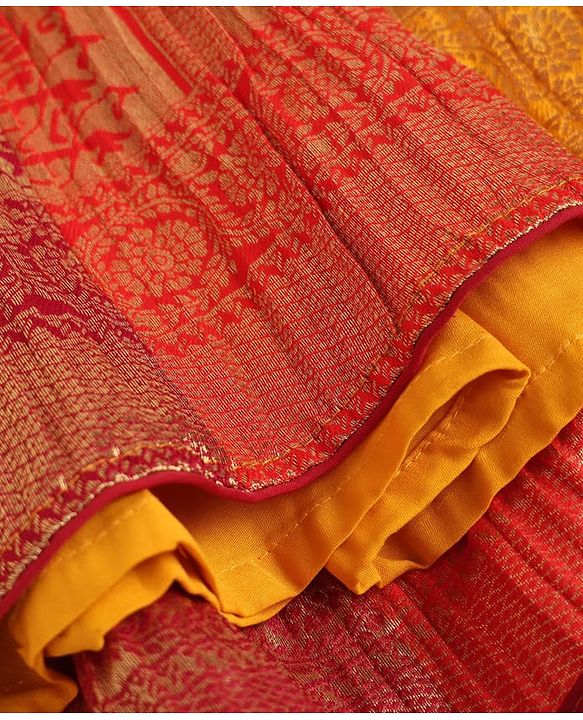 Babyhug Brocade Woven Sleeveless Lehenga Choli & Dupatta Set With Embellishment - Yellow
