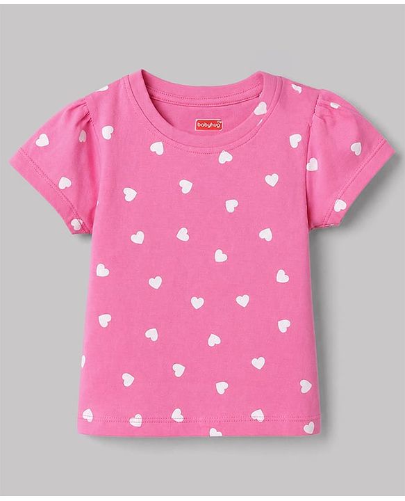 Babyhug 100% Cotton Knit Half Sleeves T-Shirts With Heart & Text Print Pack of 3 - Multicolor