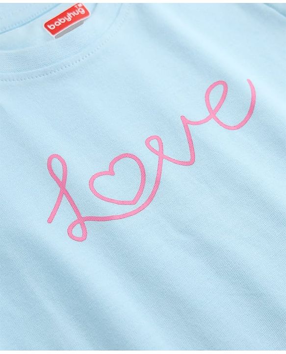 Babyhug 100% Cotton Knit Half Sleeves T-Shirts With Heart & Text Print Pack of 3 - Multicolor