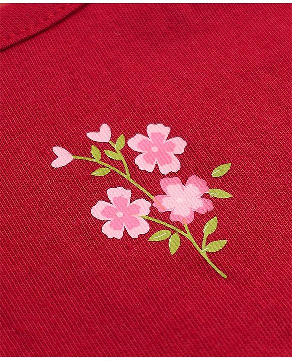 Babyhug 100% Cotton Single Jersey Knit Slips with Floral Print Pack of 3 - White Red Pink