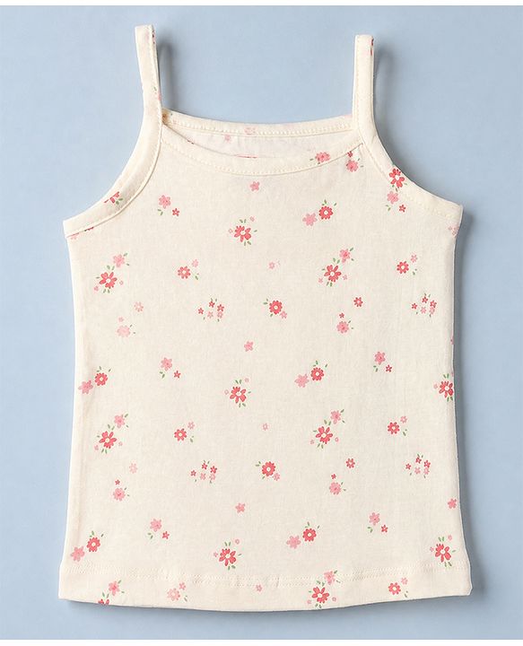 Babyhug 100% Cotton Single Jersey Knit Slips with Floral Print Pack of 3 - White Red Pink