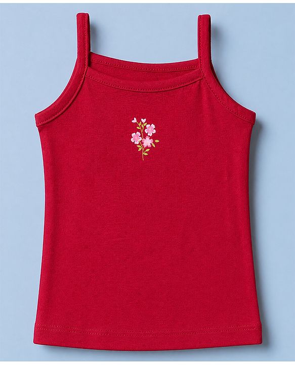 Babyhug 100% Cotton Single Jersey Knit Slips with Floral Print Pack of 3 - White Red Pink