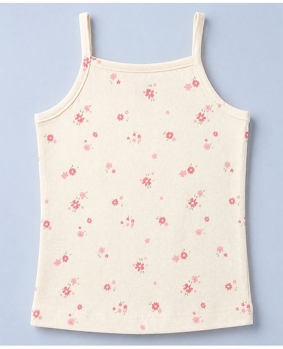 Babyhug 100% Cotton Single Jersey Knit Slips with Floral Print Pack of 3 - White Red Pink