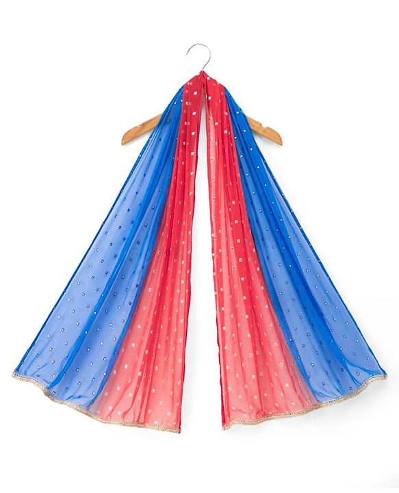 Babyhug Woven Half Sleeves Brocade Floral Zari Embroidered Lehenga Choli and Dupatta Set - Blue