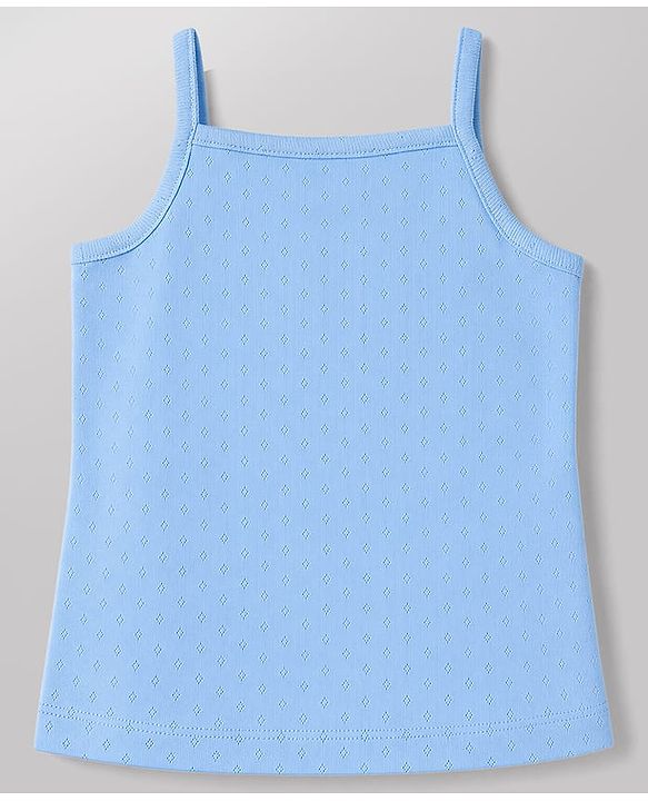 Babyhug 100% Cotton Single Jersey Knit Sleeveless Slips With Floral Print Pack of 3 - White, Blue & Pink