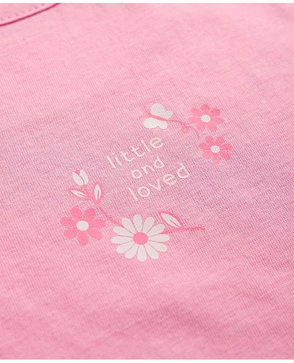 Babyhug 100% Cotton Single Jersey Knit Sleeveless Slips With Floral Print Pack of 3 - White, Blue & Pink