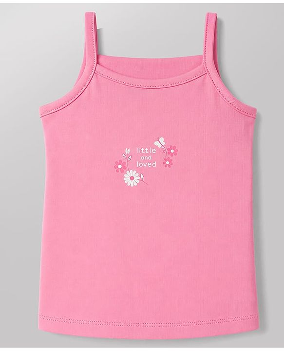 Babyhug 100% Cotton Single Jersey Knit Sleeveless Slips With Floral Print Pack of 3 - White, Blue & Pink