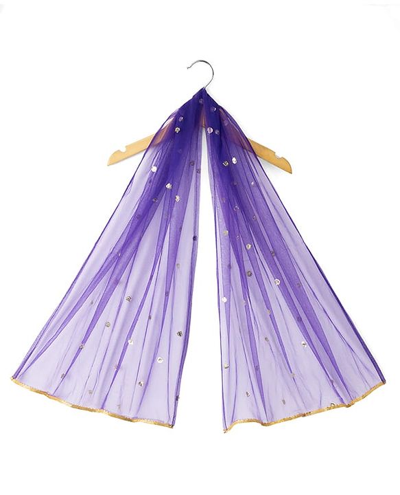 Babyhug Woven Brocade Half Sleeves Printed Choli & Lehenga Set With Dupatta - Purple