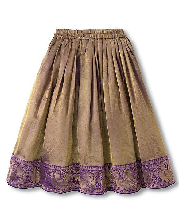 Babyhug Woven Brocade Half Sleeves Printed Choli & Lehenga Set With Dupatta - Purple