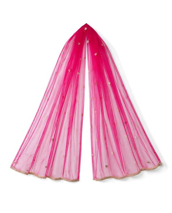 Babyhug Woven Sleeveless Brocade Floral Foil Print Lehenga Choli and Dupatta Set - Fuchsia