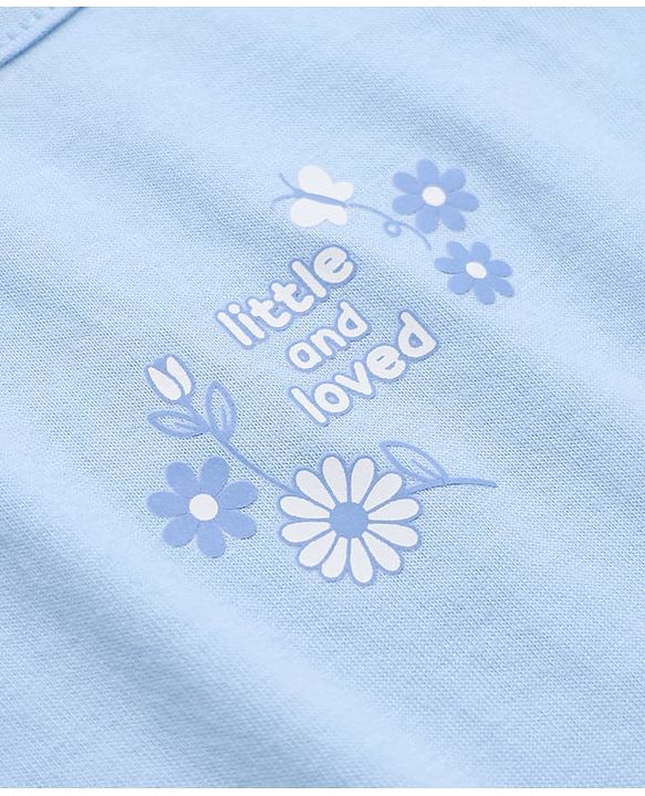 Babyhug 100% Cotton Single Jersey Knit Sleeveless Floral Printed Slips Pack of 3 - Blue, Green & White
