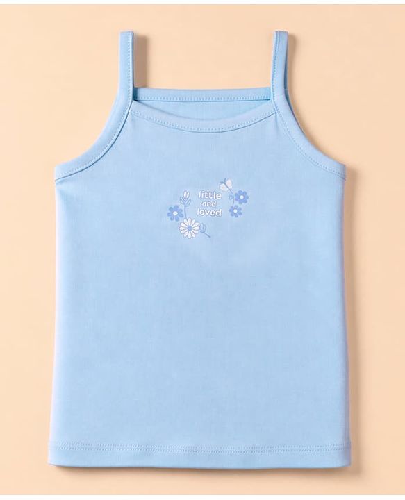 Babyhug 100% Cotton Single Jersey Knit Sleeveless Floral Printed Slips Pack of 3 - Blue, Green & White