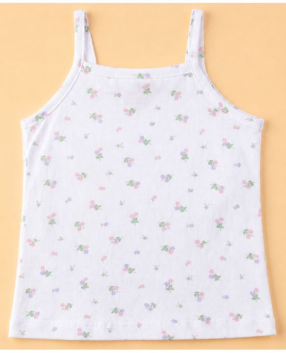 Babyhug 100% Cotton Single Jersey Knit Sleeveless Polka Dots & Floral Print Slips Pack of 3 - Purple White & Pink