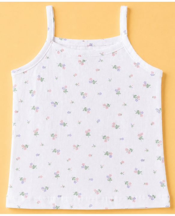 Babyhug 100% Cotton Single Jersey Knit Sleeveless Polka Dots & Floral Print Slips Pack of 3 - Purple White & Pink