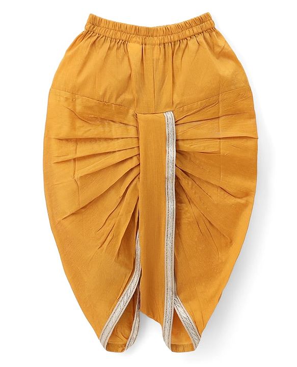 Babyhug Cotton Blend Woven Full Sleeves Solid Dhoti Kurta Set With Sequin Detailing & Embroidery Jacket - Mustard