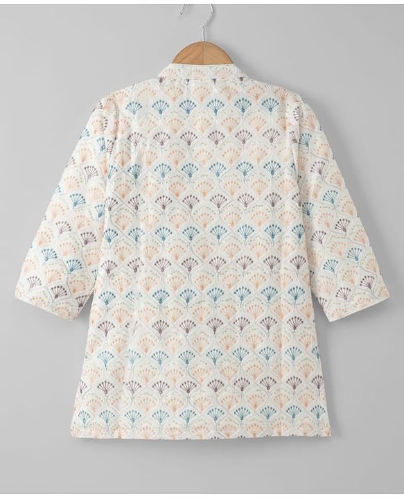 Babyhug Woven Full Sleeves Floral Embroidered Dhoti Kurta Set - White