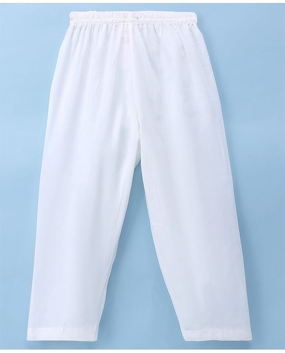 Babyhug Cambric 100% Cotton Woven Full Sleeves Kurta & Pyjama Set With Printed Jacket - White