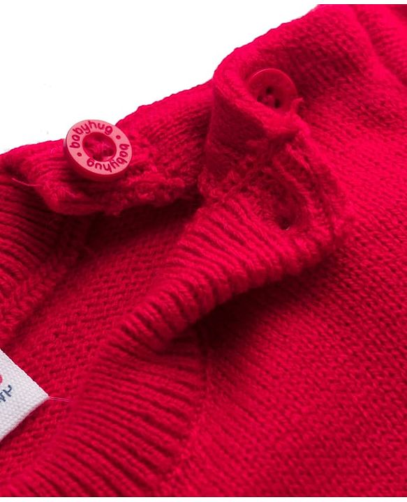Babyhug Knit Full Sleeves Striped Sweater Set - Navy Blue & Red
