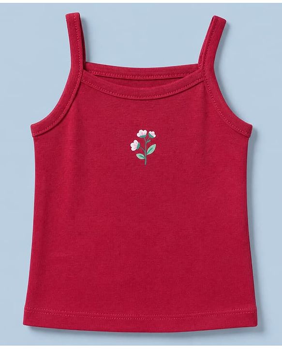 Babyhug 100% Cotton Single Jersey Knit Sleeveless Slips with Floral Print & Polka Dots Pack of 3 - Pink & Red