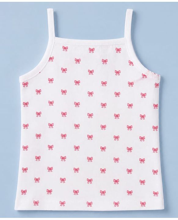 Babyhug 100% Cotton Single Jersey Knit Slips with Singlet and Bow Hearts Print Pack of 3 - Red White Olive Green