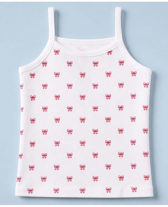 Babyhug 100% Cotton Single Jersey Knit Slips with Singlet and Bow Hearts Print Pack of 3 - Red White Olive Green
