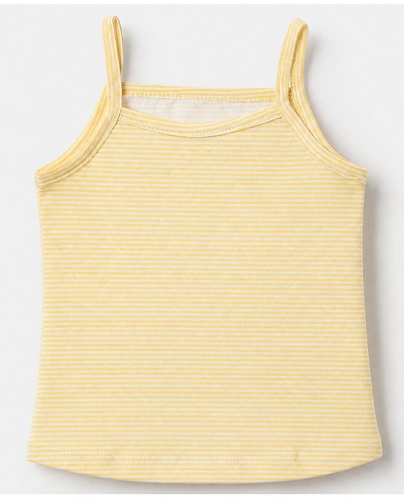 Babyhug 100% Cotton Single Jersey Knit Sleeveless Striped Slips With Bunny Print Pack of 3 - Yellow, Light Blue & White