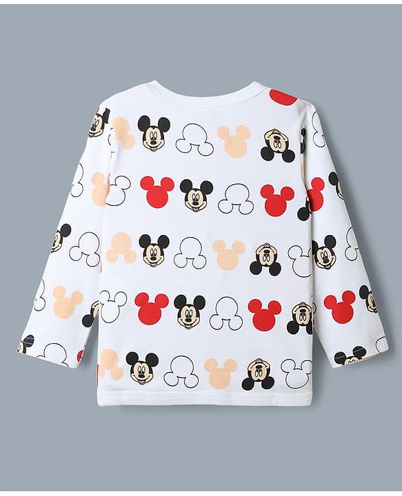 Babyhug Disney 100% Cotton Interlock Knit Full Sleeves Jhablas with Mickey Mouse Print Pack of 3 - Red Peach White